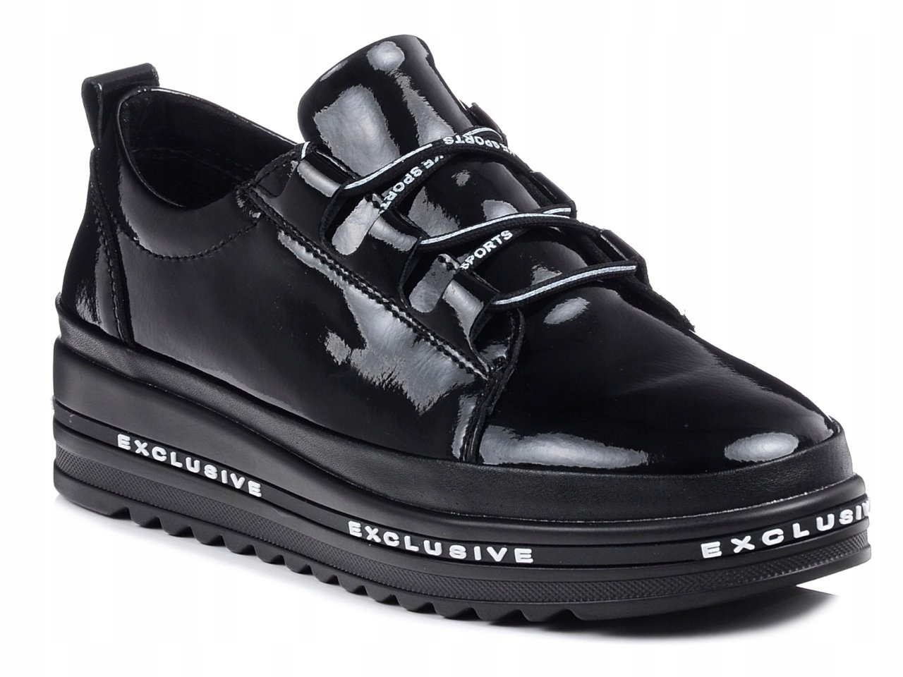 Černé tenisky polobotky S. Barski LR592B platforma lakovaná kůže vel. 41