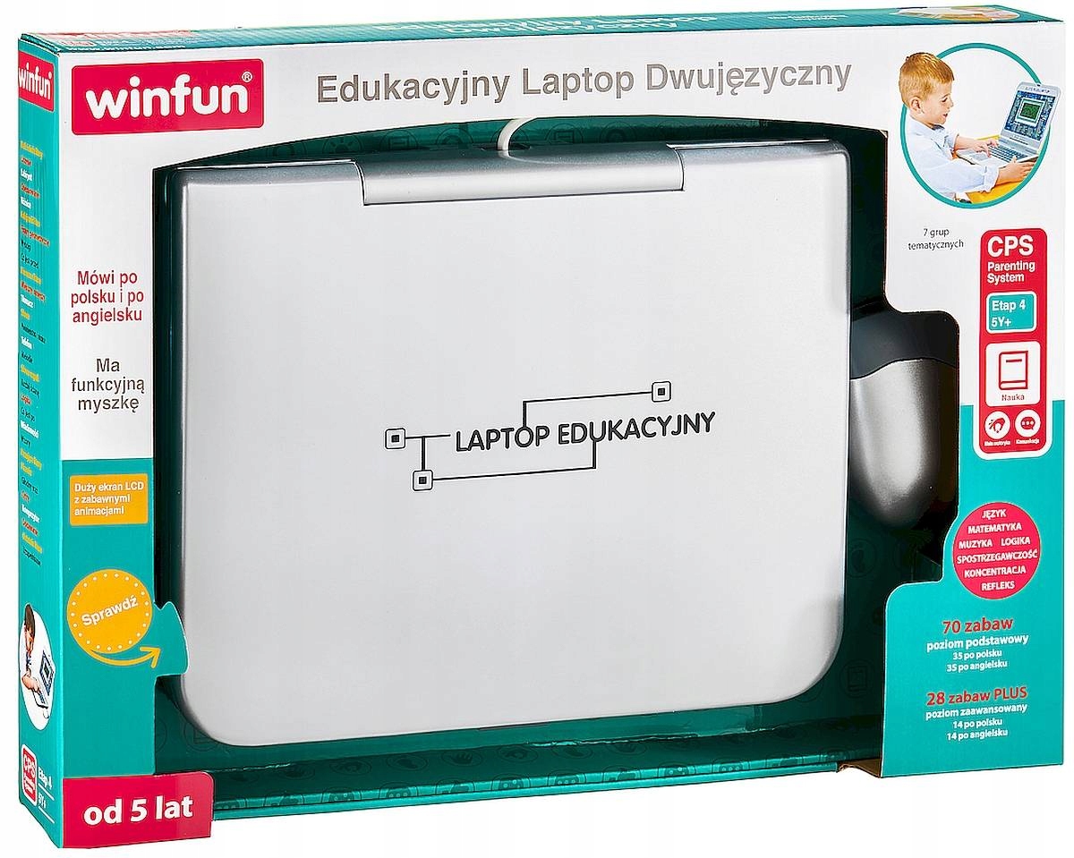 LAPTOP EDUKACYJNY DLA DZIECI PL/ANG 98 PROGRAMÓW Baterie Baterie