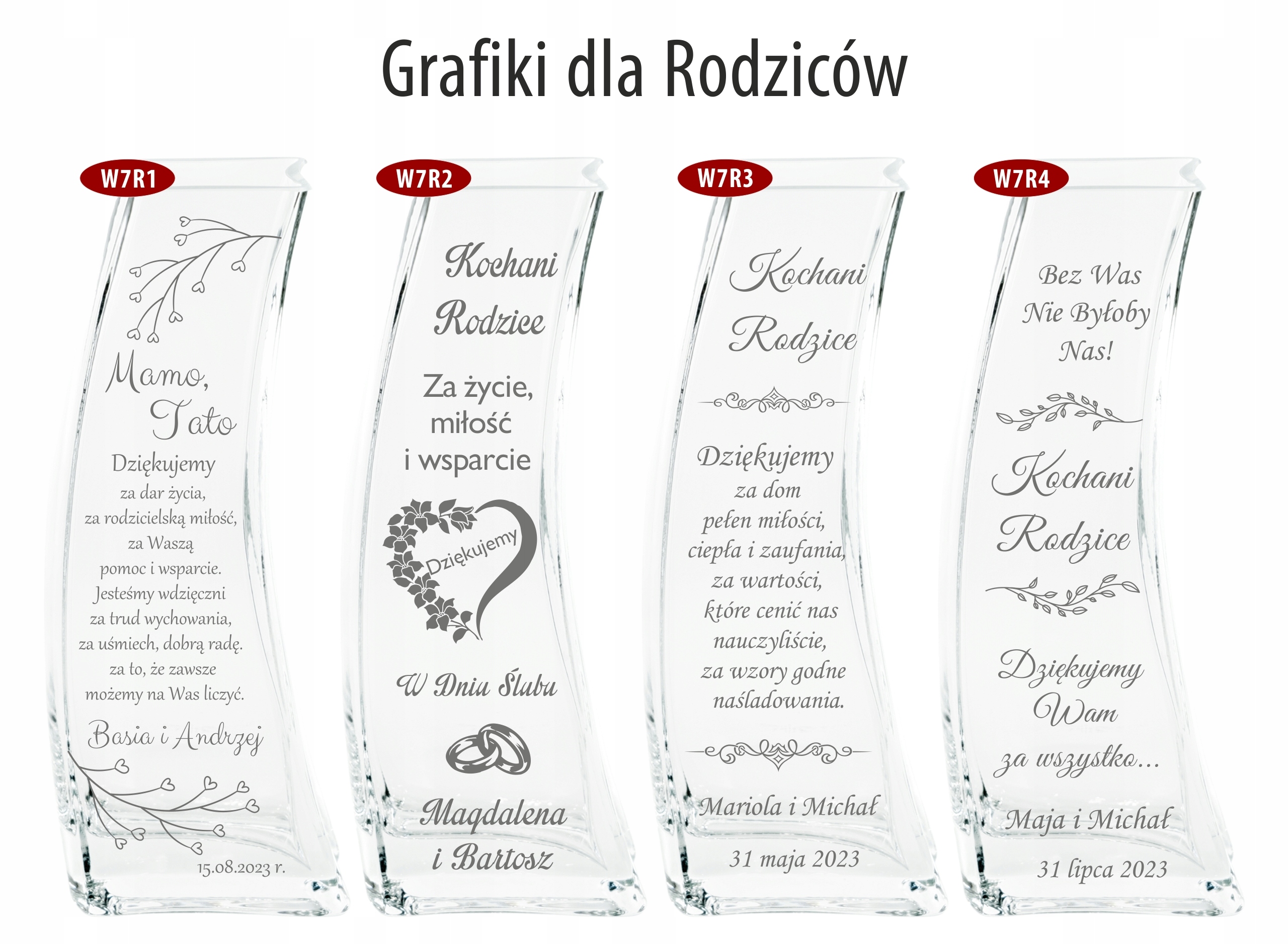 Wazon z GRAWEREM 29cm DLA NAUCZYCIELA, JUBILEUSZ Kolor przezroczysty