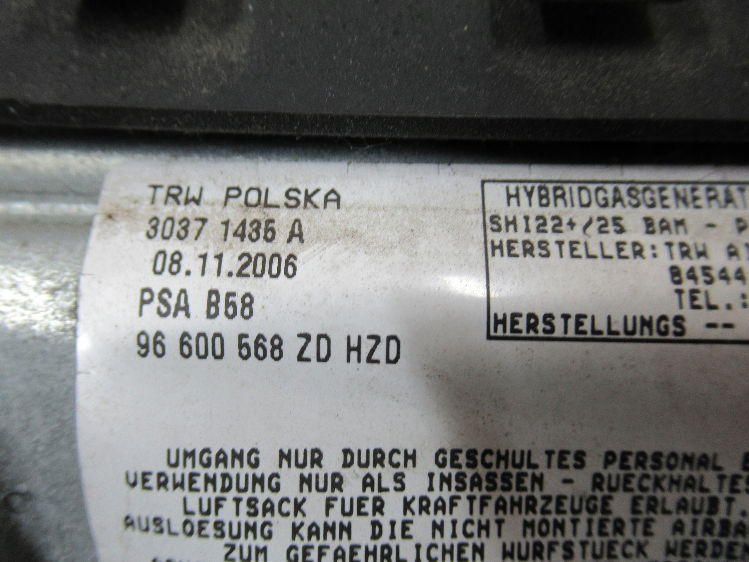 AIRBAG GINOCCHIA CITROEN C4 PICASSO