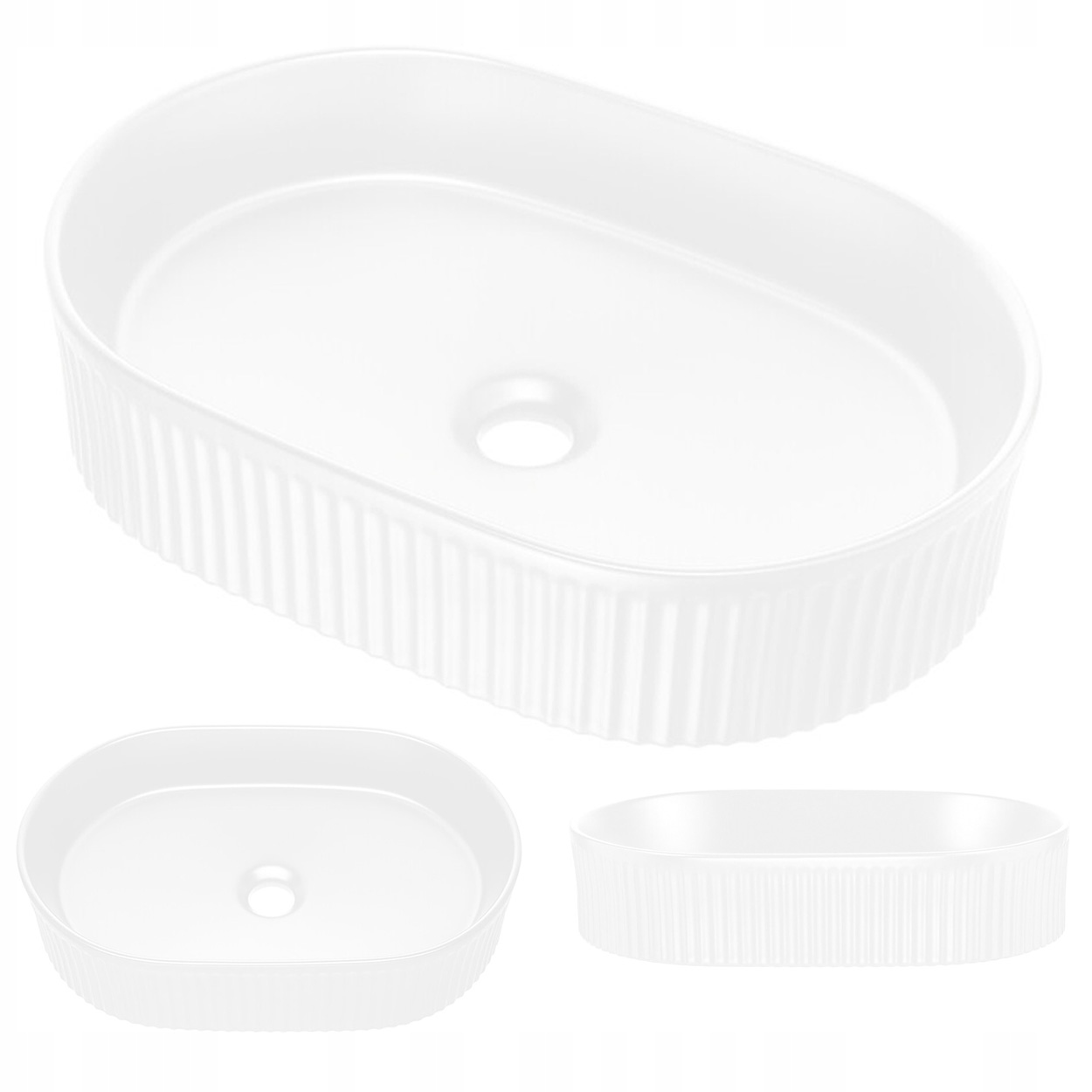 Umývadlo ryhované, oválne, na dosku, do kúpeľne, moderný štýl