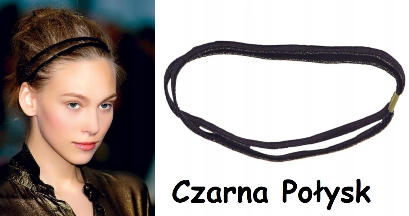 

Opaska Elastyczna Podwójna Gumka Czarna Połysk