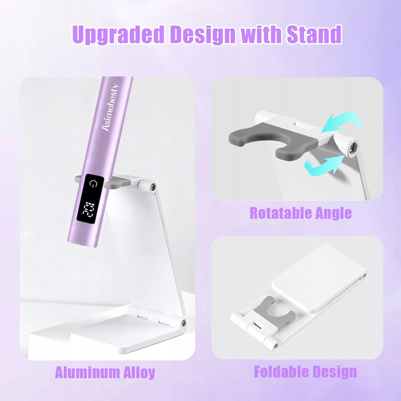 ASIMEBESTY Lampa UV LED Do Paznokci Żelowych Mini Fioletowa Z Podstawką — miniatura 5