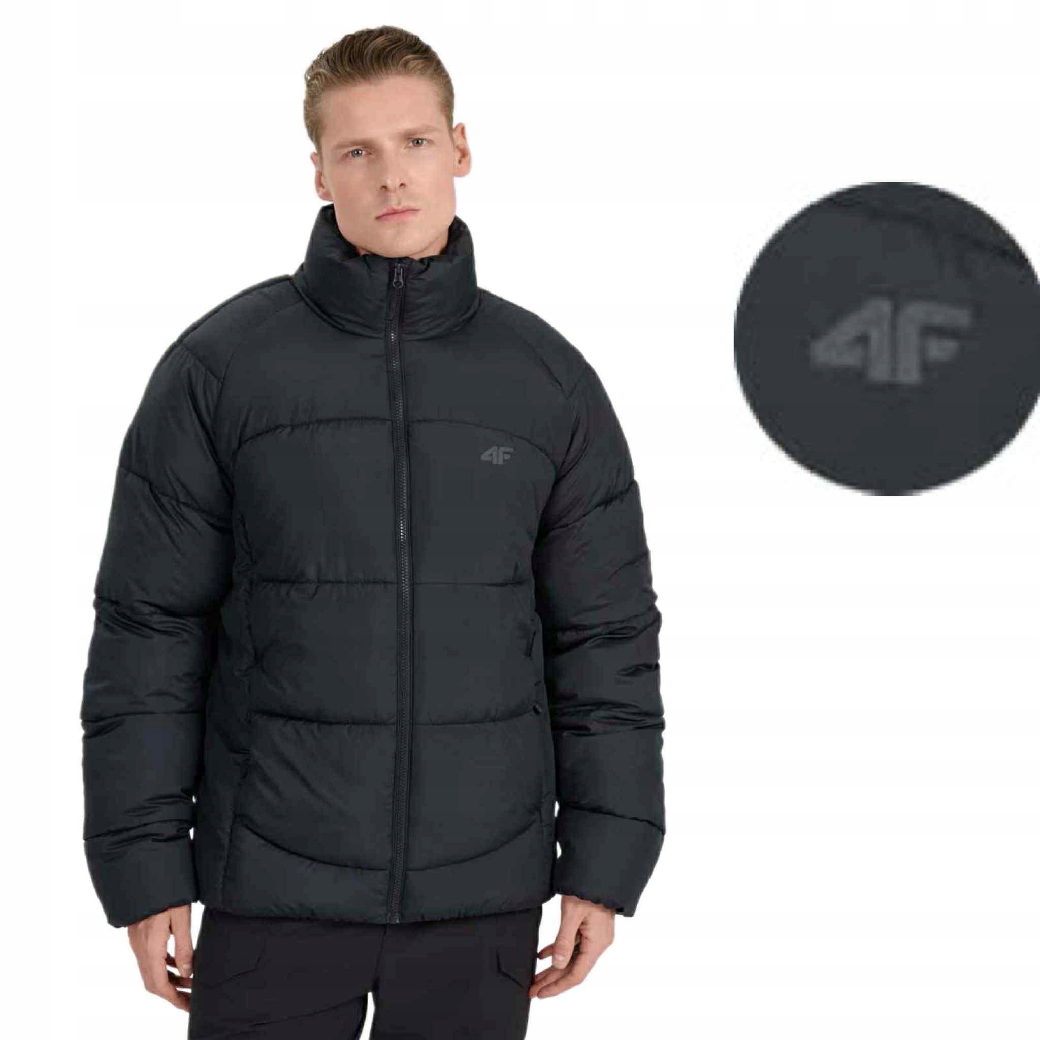 Bunda 4F Pánská Teplá Péřová Prošívaná Zateplená Zima Černá M0707 vel. XL