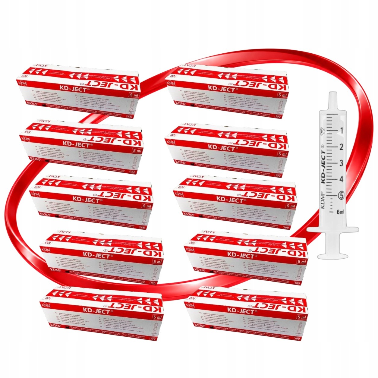 10xKDM Strzykawka Dwuczęściowa Kd-ject, Luer 5ML, 100 Szt