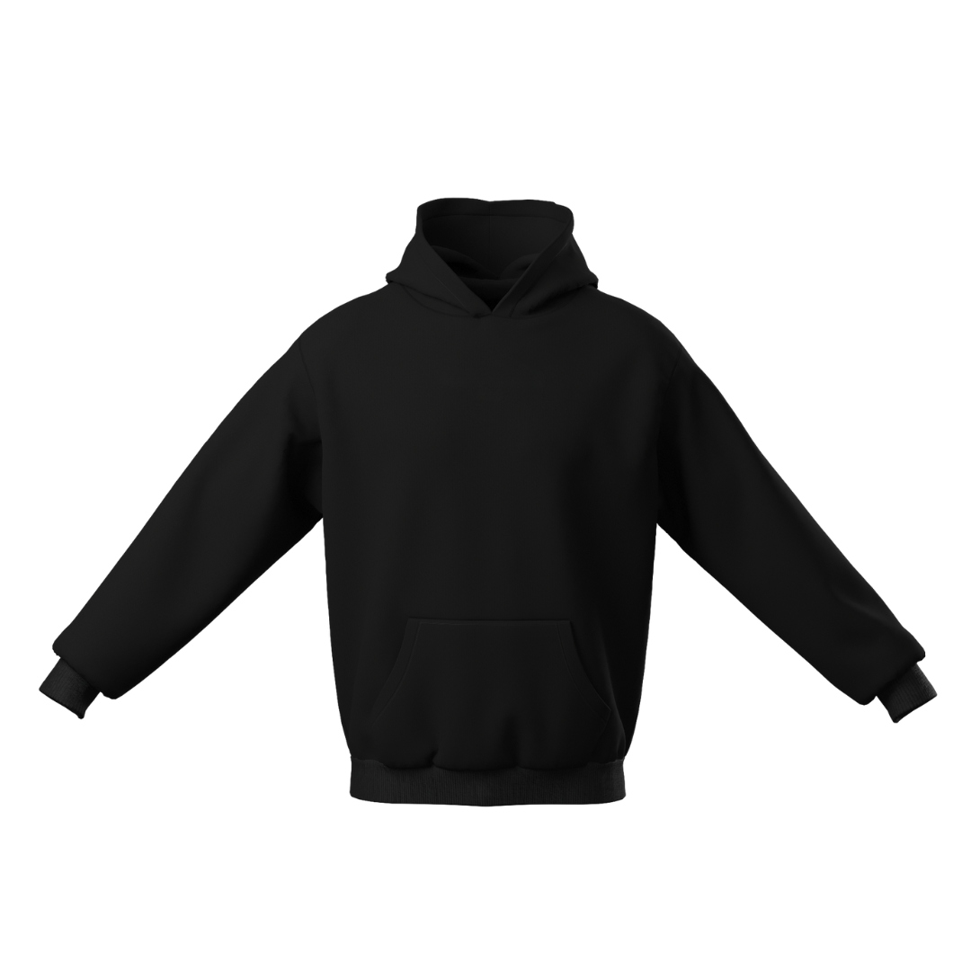 Černá unisex mikina přes hlavu s kapucí 330gsm XXXL