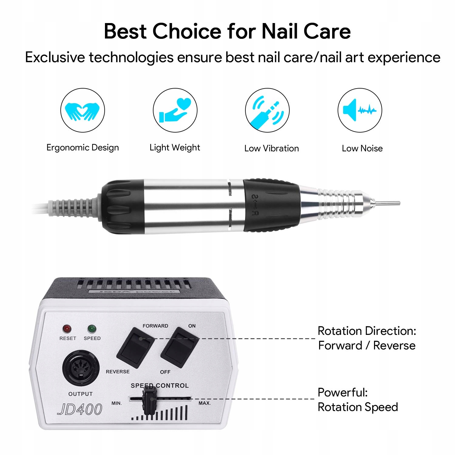 JSDA Profesjonalna Frezarka 30000 Obr/Min Zestaw Manicure Pedicure — miniatura 3