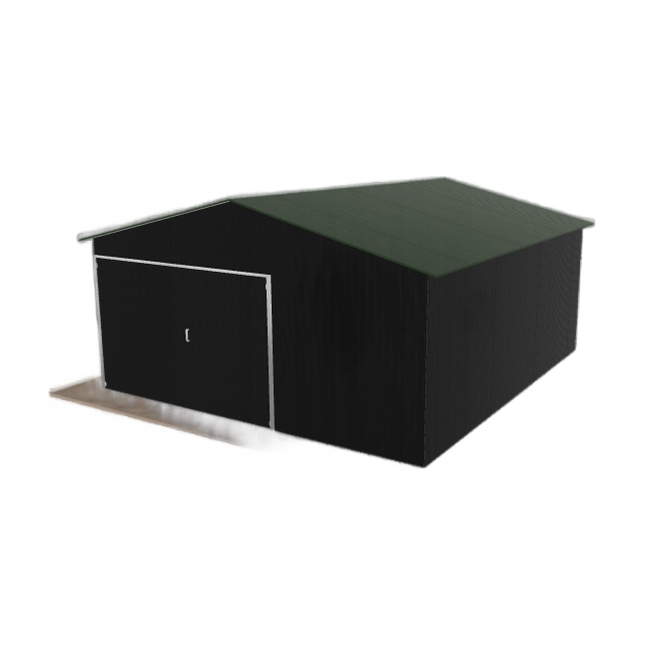 Plechová garáž 5x5.5 m jednopolohová, dvouspádová, černá