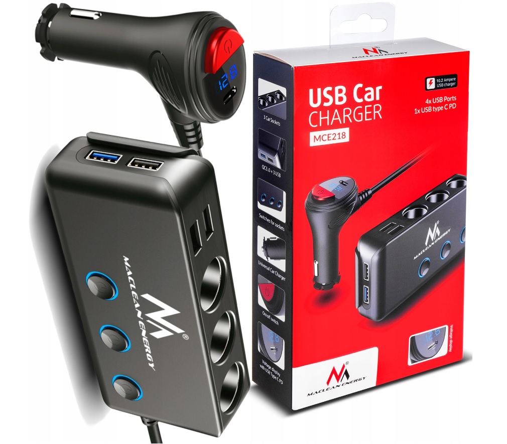 

Rozdzielacz Gniazda Zapalniczki 12-24V 4xUSB Pd Qc