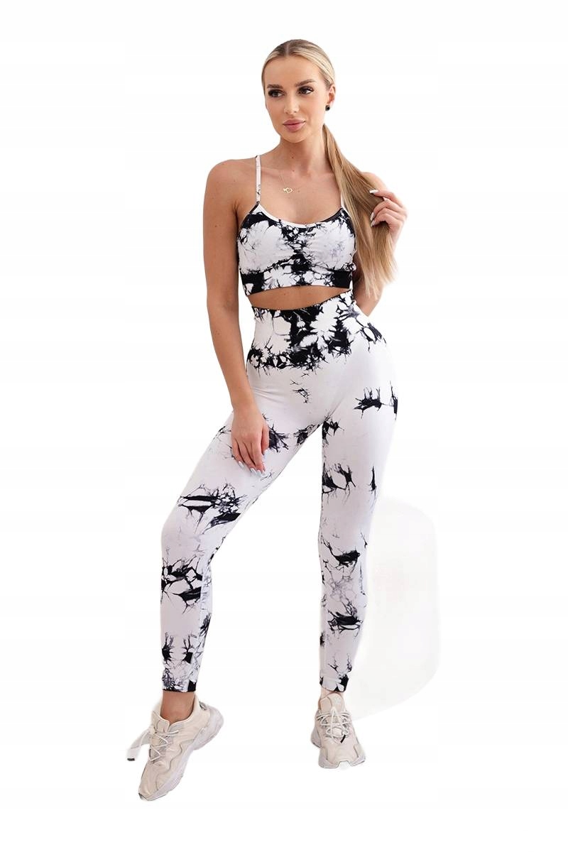 Fitness komplet s nastavitelnými ramínky push up legíny bílý Kom