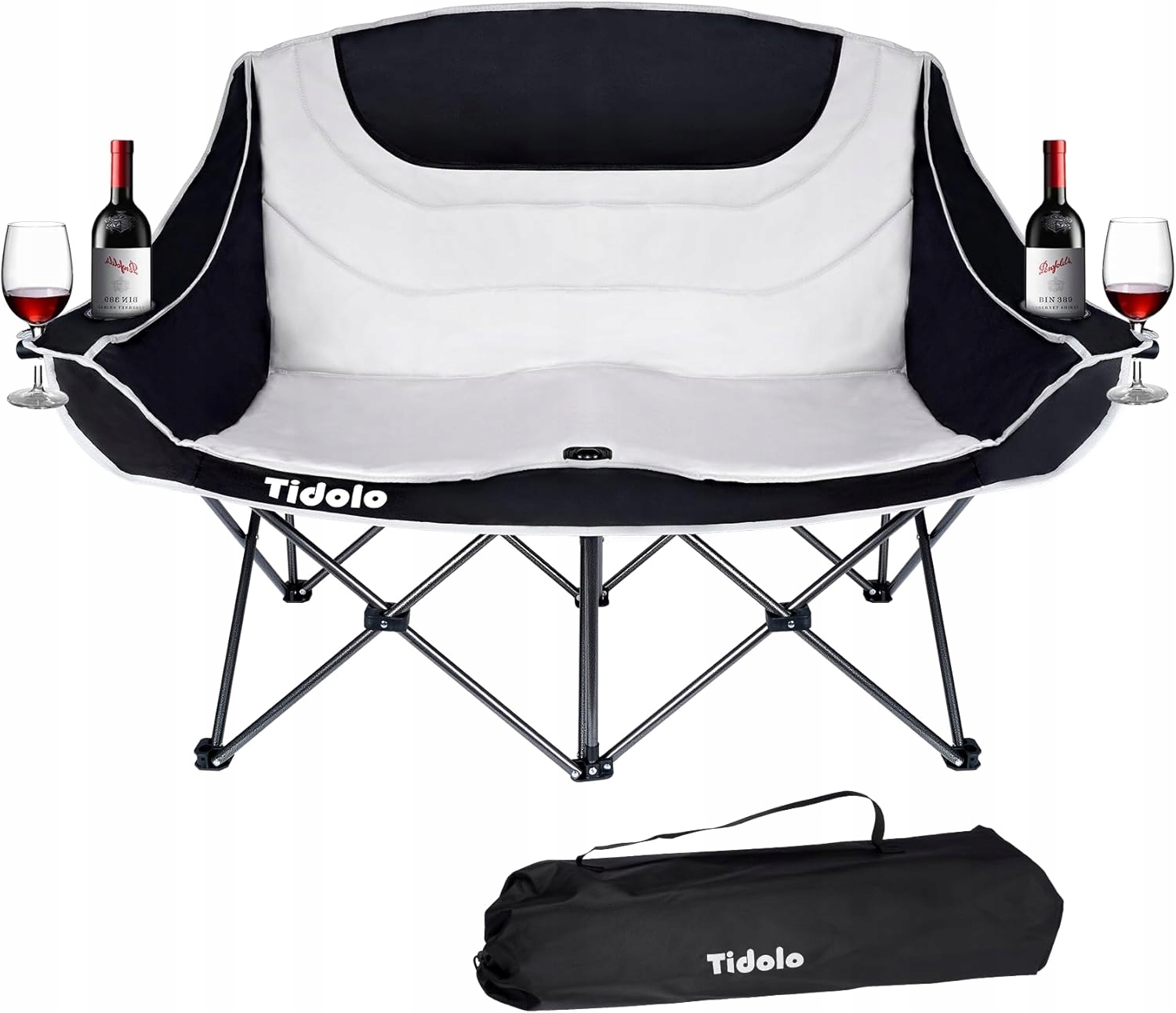 Krzesło kempingowe składane dla 2 osób, sofa kempingowa, obciążenie 272 kg,