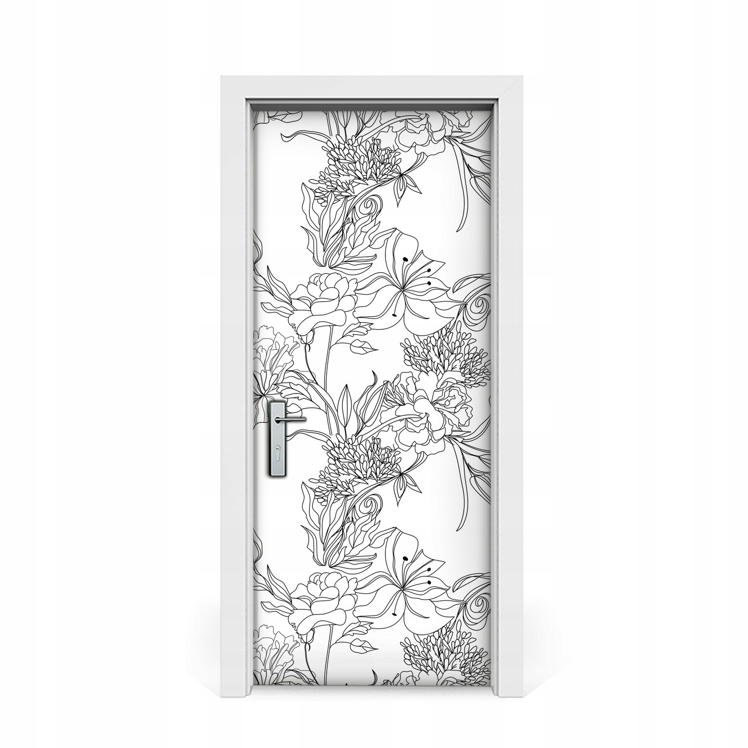 

Naklejka na drzwi Czarno-biały kwiaty 85x205