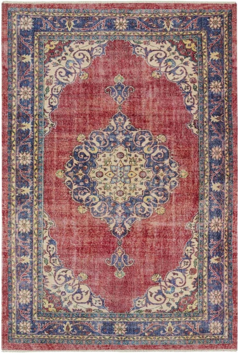 Orientálny koberec do obývačky 200x290 cm, červenomodrý, plocho tkaný