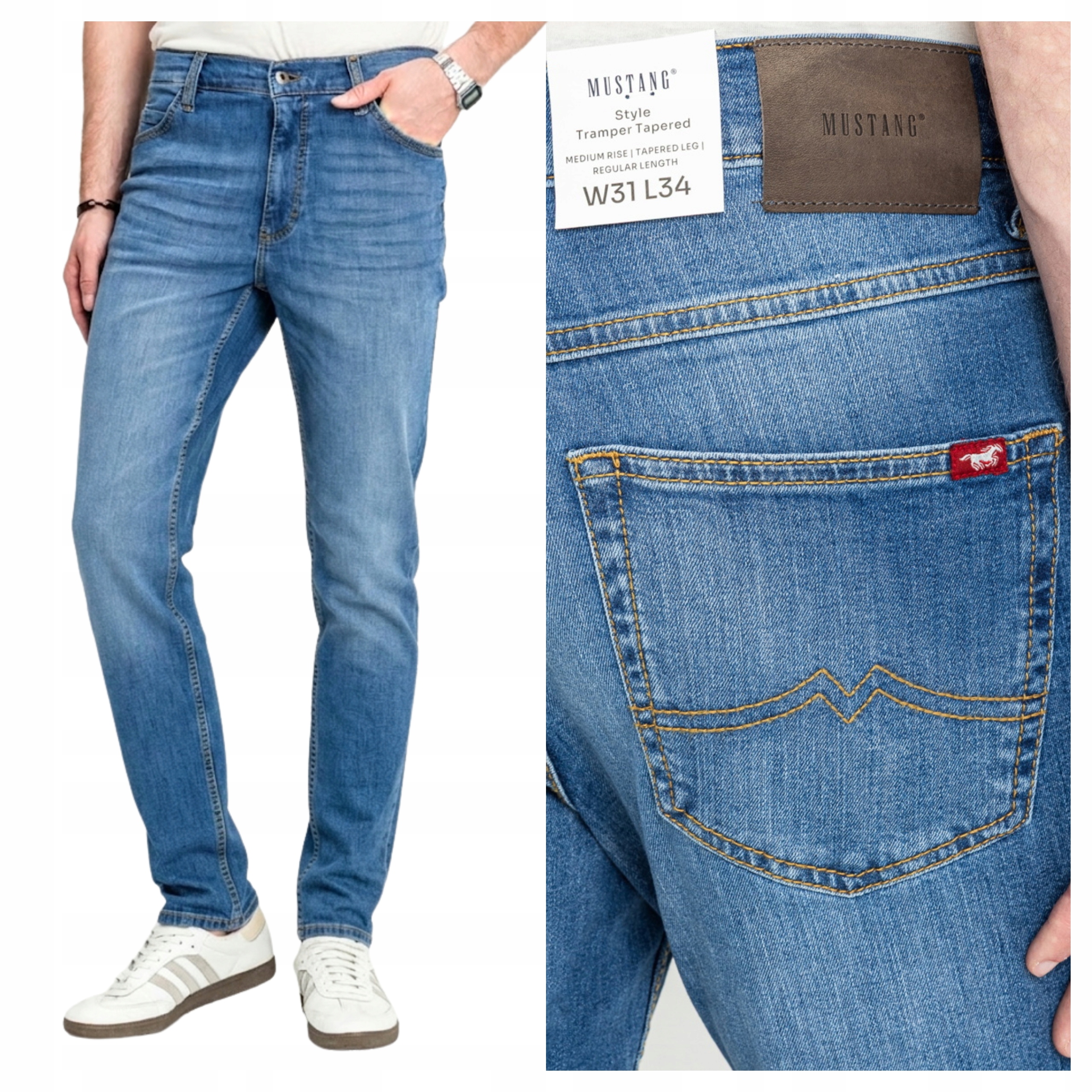 Pánské džínové kalhoty Mustang Tramper Tapered Modré Bavlna W36 L34