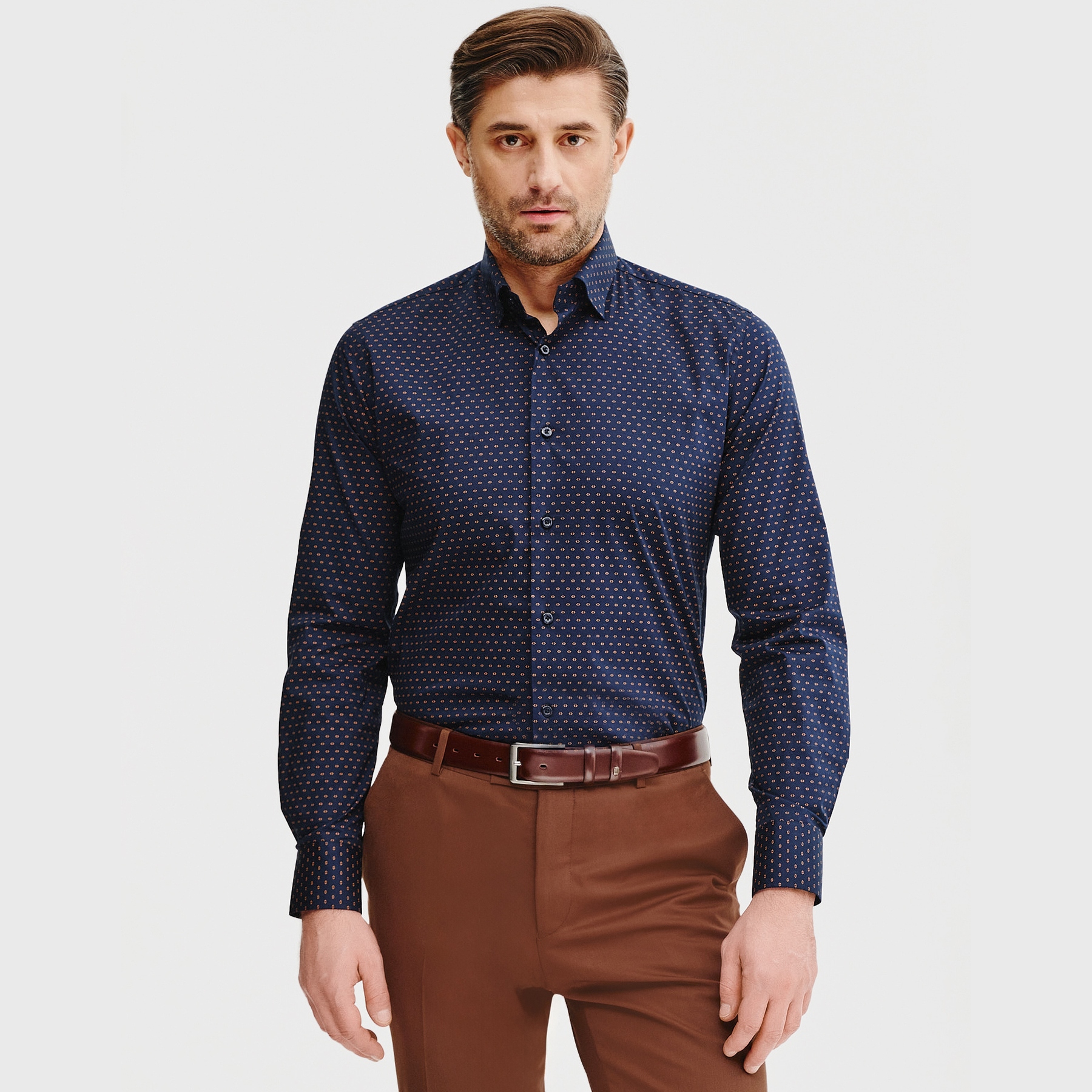 Tmavě modrá pánská ležérní košile s mikrovzorkem Pako Lorente vel XL