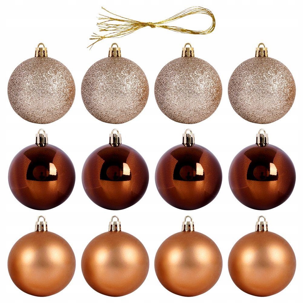 

Bombki Choinkowe Plastikowe Bursztynowe 12szt. 6cm