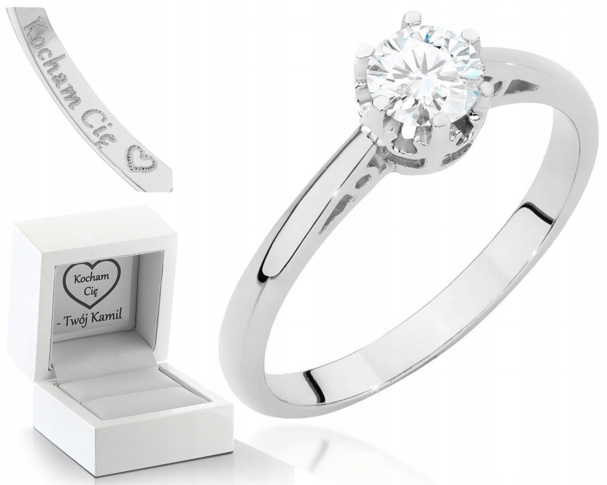 Bílé Zlato Prstýnek Diamant Brylant 585 Gravírování
