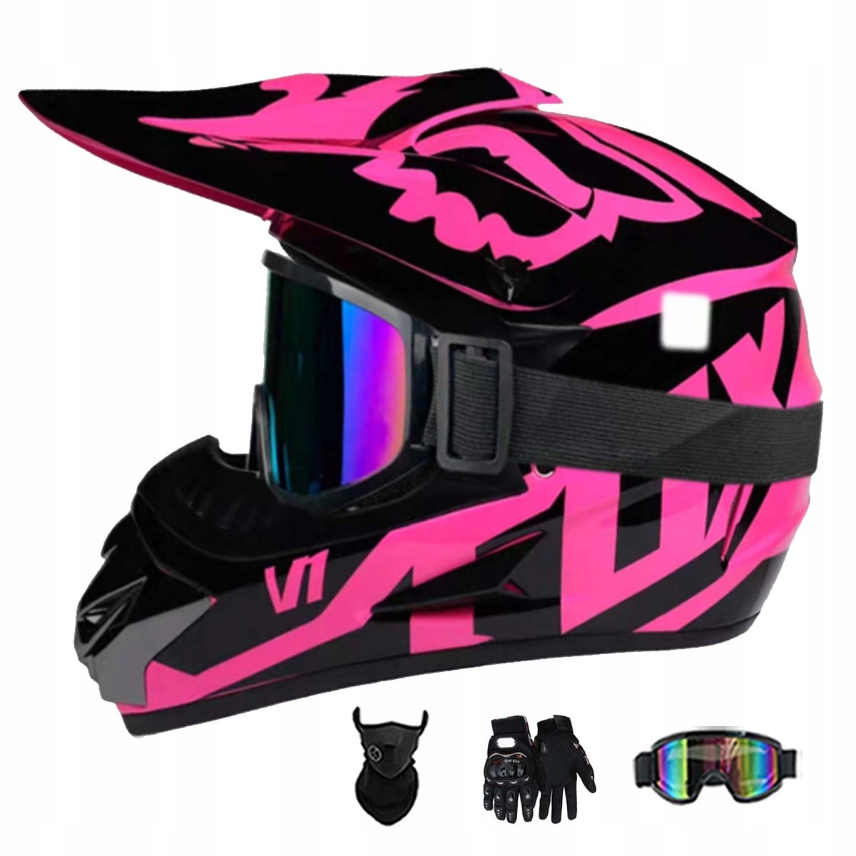 Motocyklová Přilba Crossová Lehká Enduro Quada Brýle Rukavice Maska L