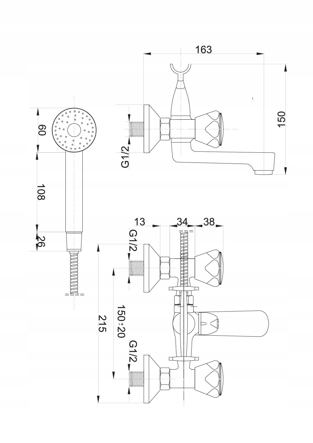 Standard bateria wannowa ścienna Hydroland EAN (GTIN) 5900238565096