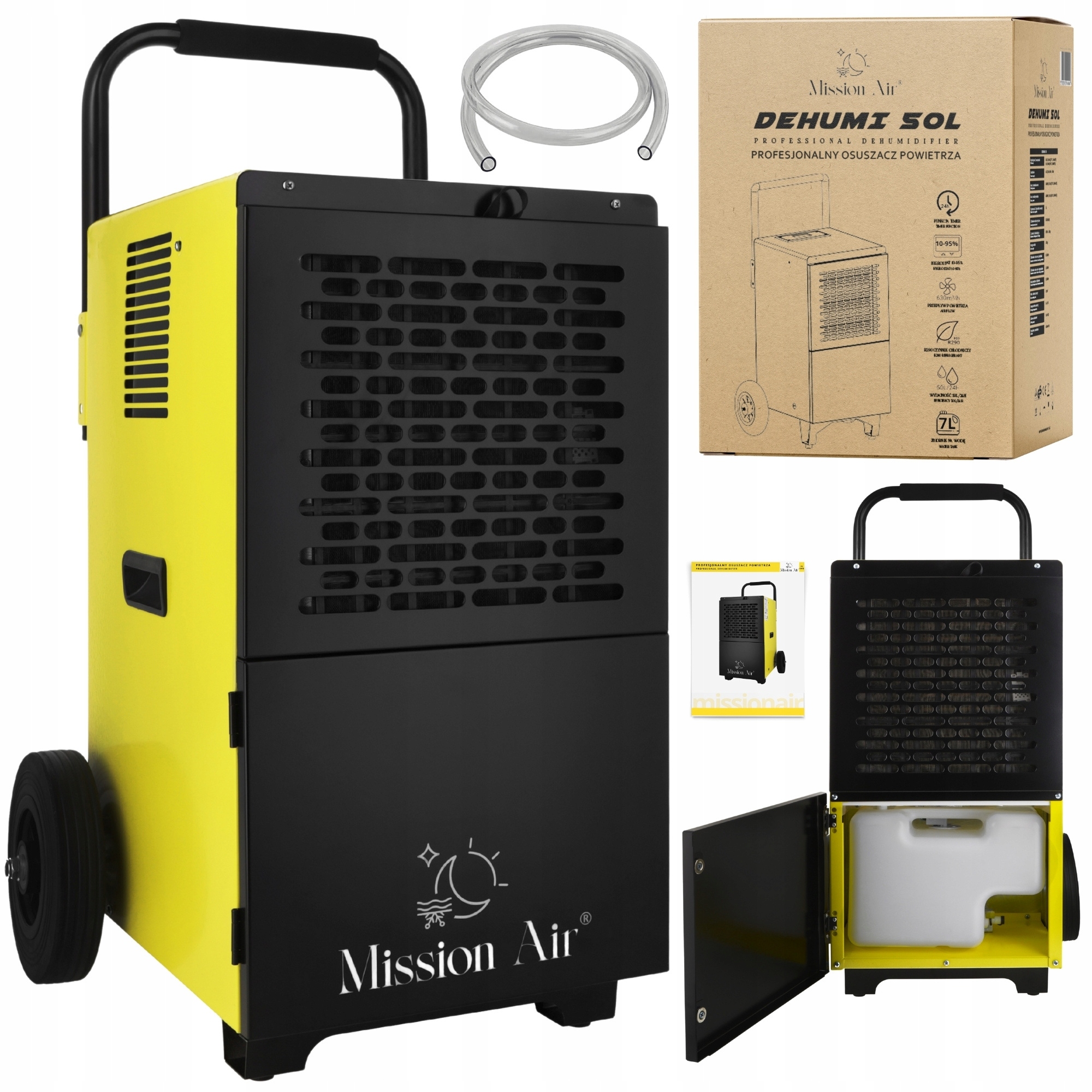 PRZEMYSŁOWY OSUSZACZ POWIETRZA budowlany pochłaniacz wilgoci 50L / 24h