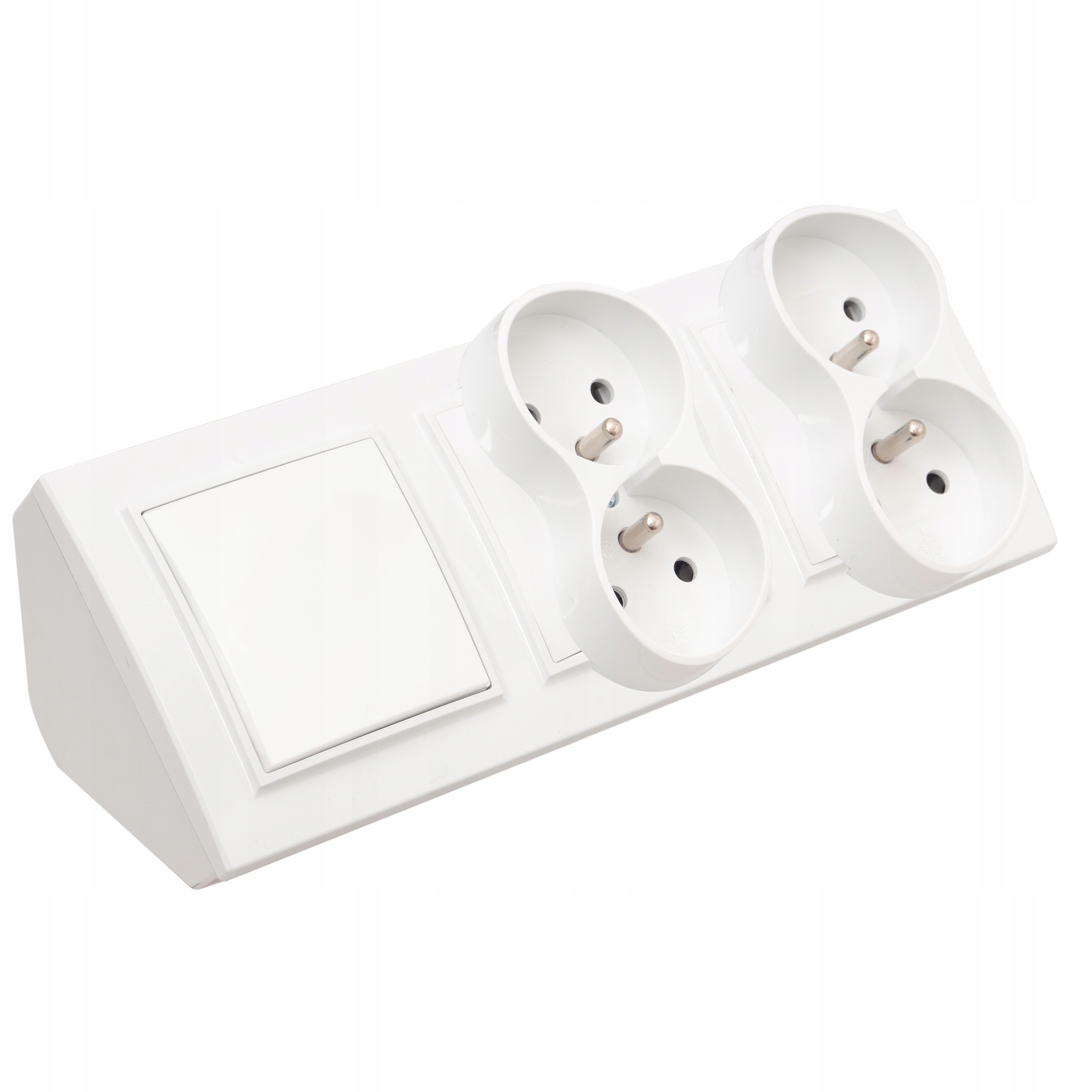 Gniazdo Poczwórne Meblowe Narożne Z Wyłącznikiem Biurkowe Białe Listwa