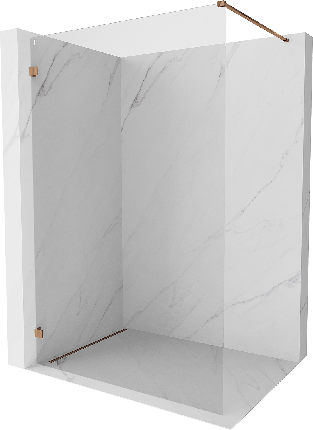 Mexen Lunar Walk-In Sprchová Stěna Levá 150x200 cm, Čiré 8 mm, Růžové Zlato