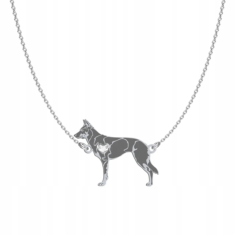 Stříbrný náhrdelník se psem plemene Australian Kelpie 925 Řetízek Gravírování Bonus