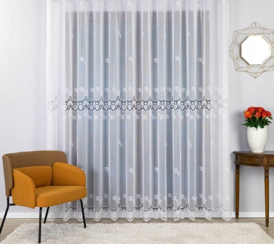 Bohatě Zdobená Záclona Záclona S Páskou 250X210