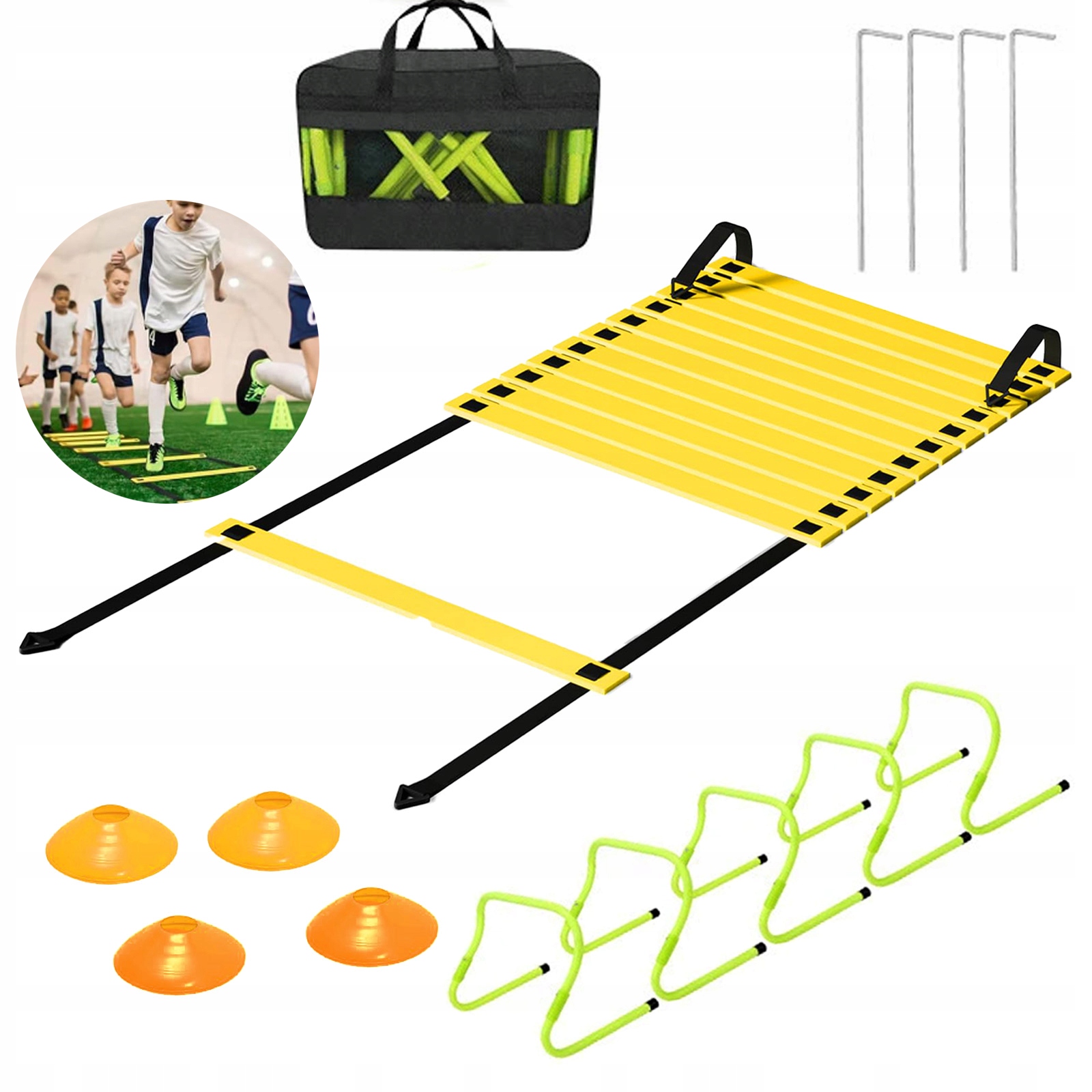 Fotbalový Set Žebřík Pacholky Trenažér pro mladého fotbalistu Sportovce
