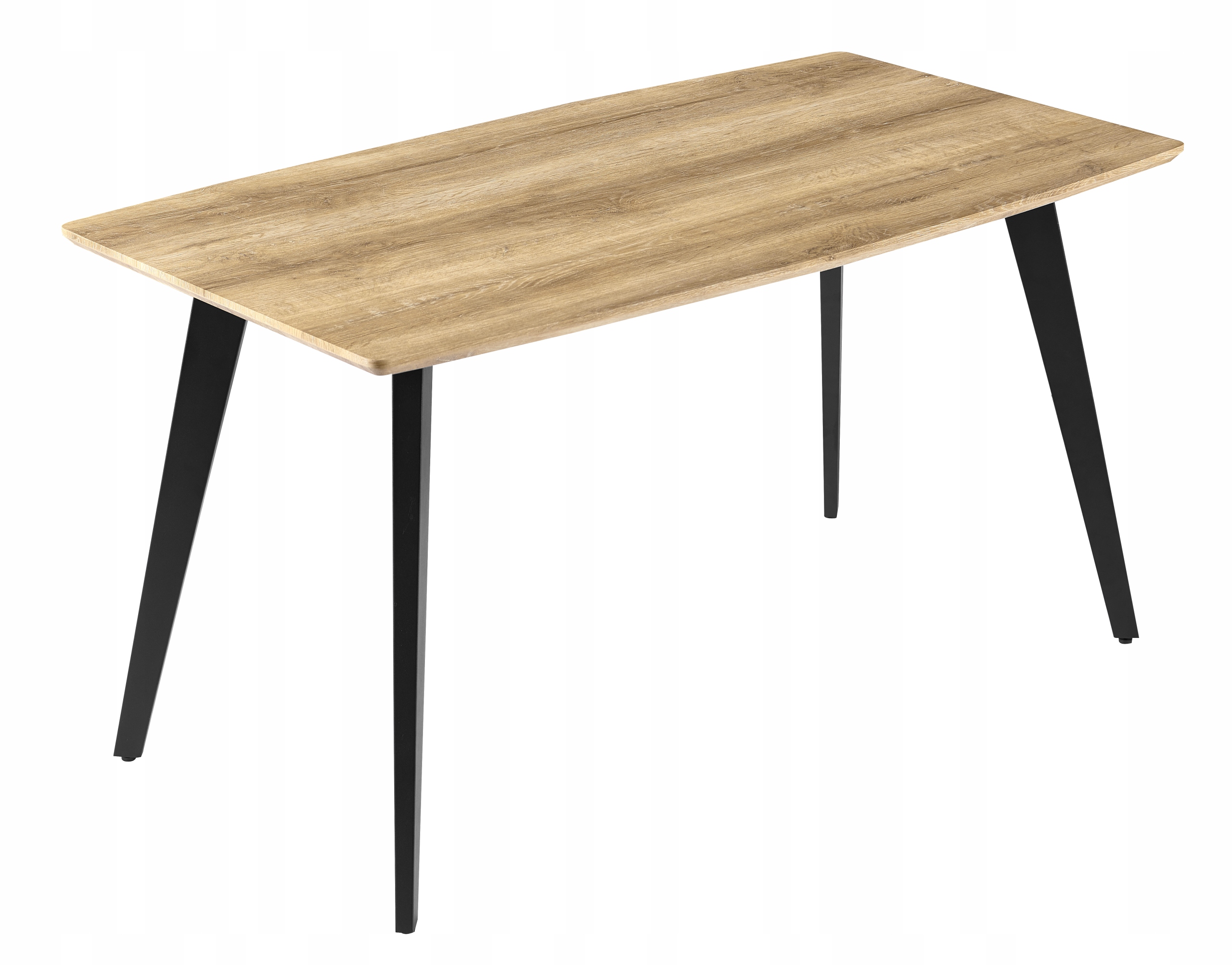 Stół Do Jadalni Prostokątny 140x80cm W Kolorze Dąb Jasny Na Czarnych Nogach