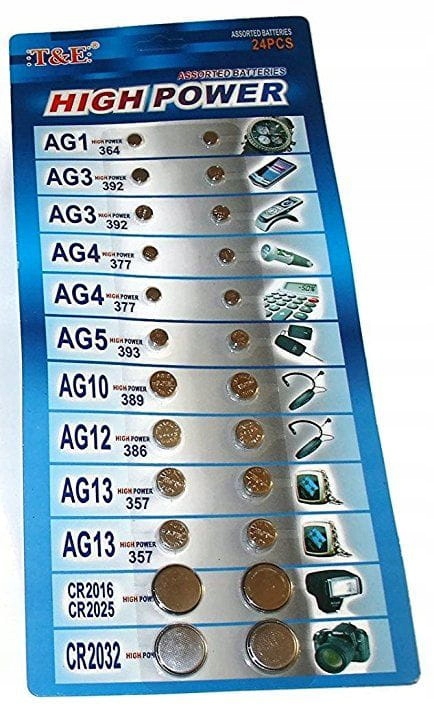 

Baterie guzikowe zestaw 24 Szt AG1 AG13, CR2034
