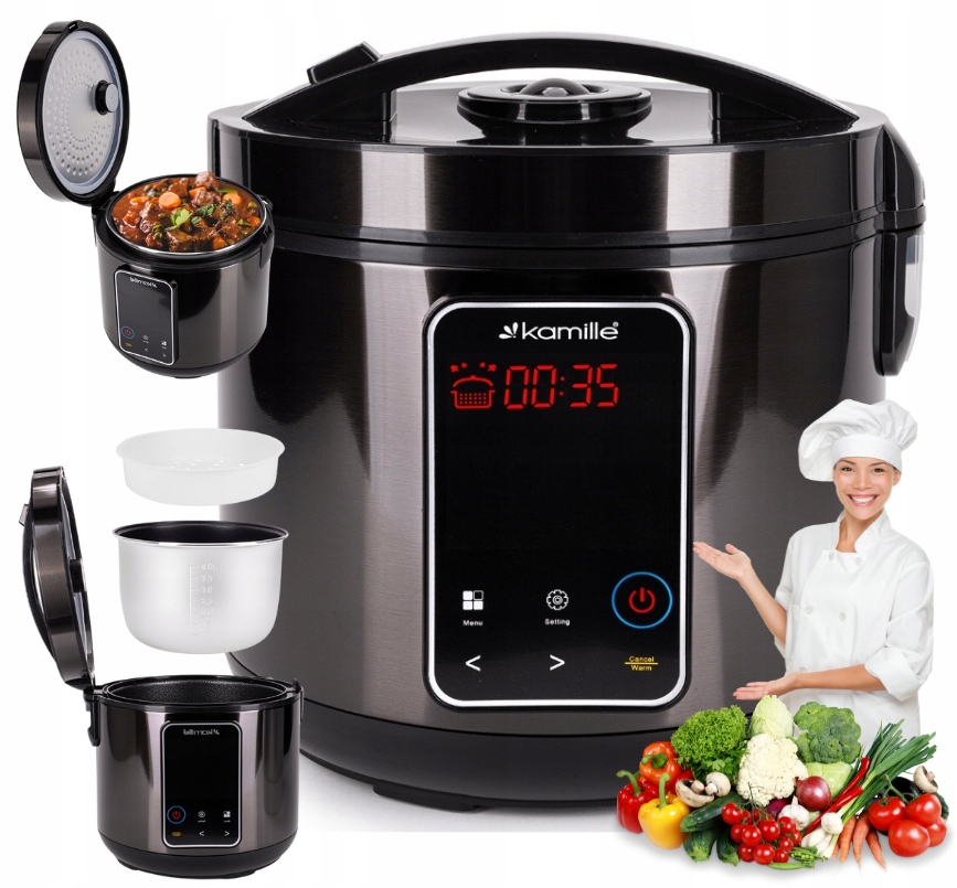 Multicooker Elektryczny Multigarnek Szybkowar Parowar 24 Programy Kamille