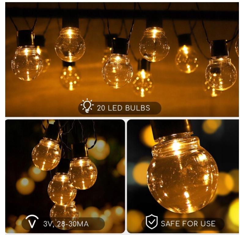 GIRLANDA LAMPKI OGRODOWE SOLARNE SZNUR 5,8M 20 LED Długość 580 cm