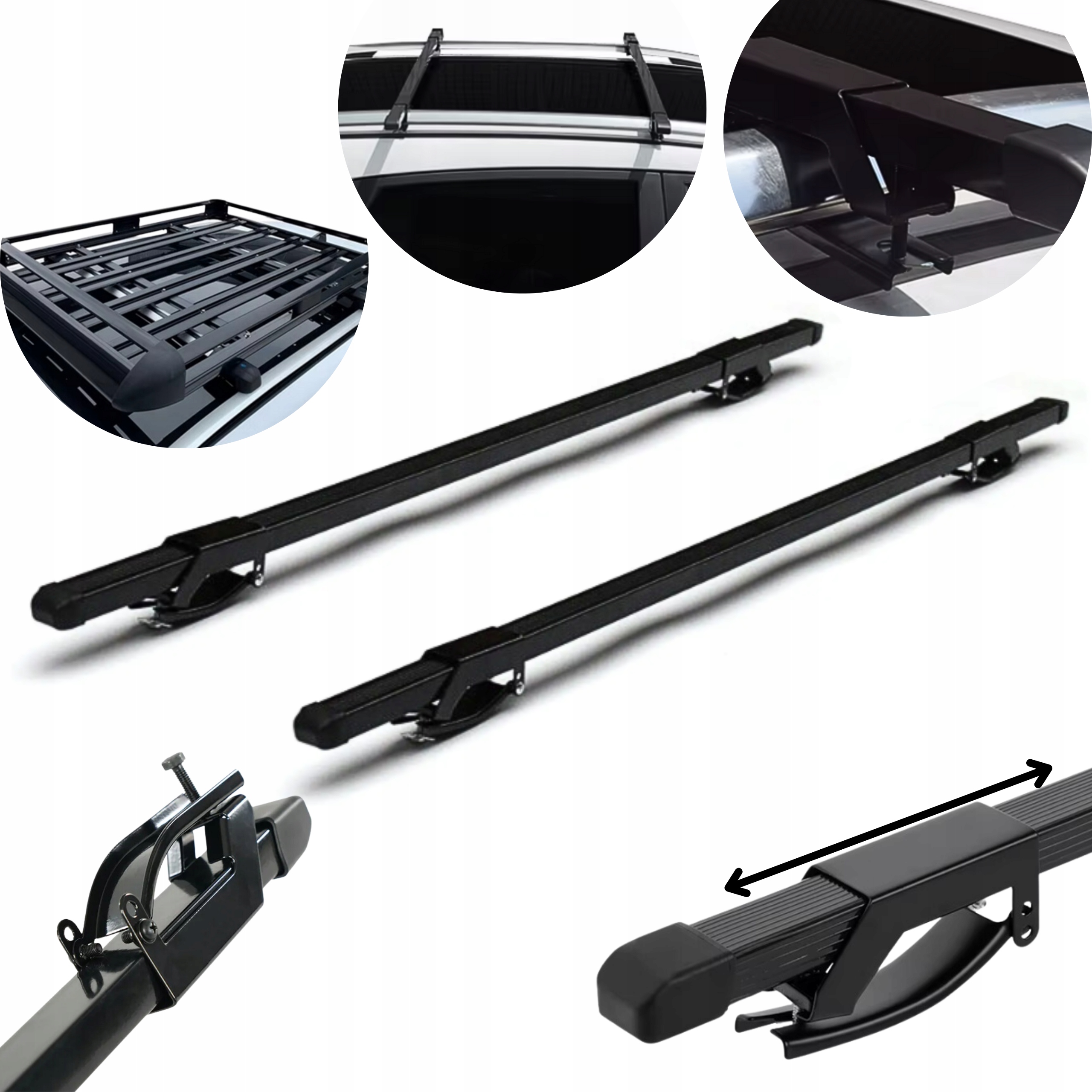 Univerzální Střešní Nosič S Univerzálními Střešními Příčkami Pro Nosníky, 125 CM Nastavitelný