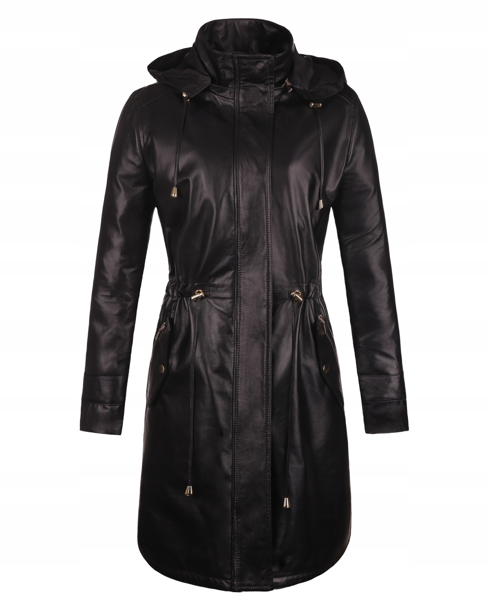 Tomskór Černý Dámský Kožený Kabát Parka