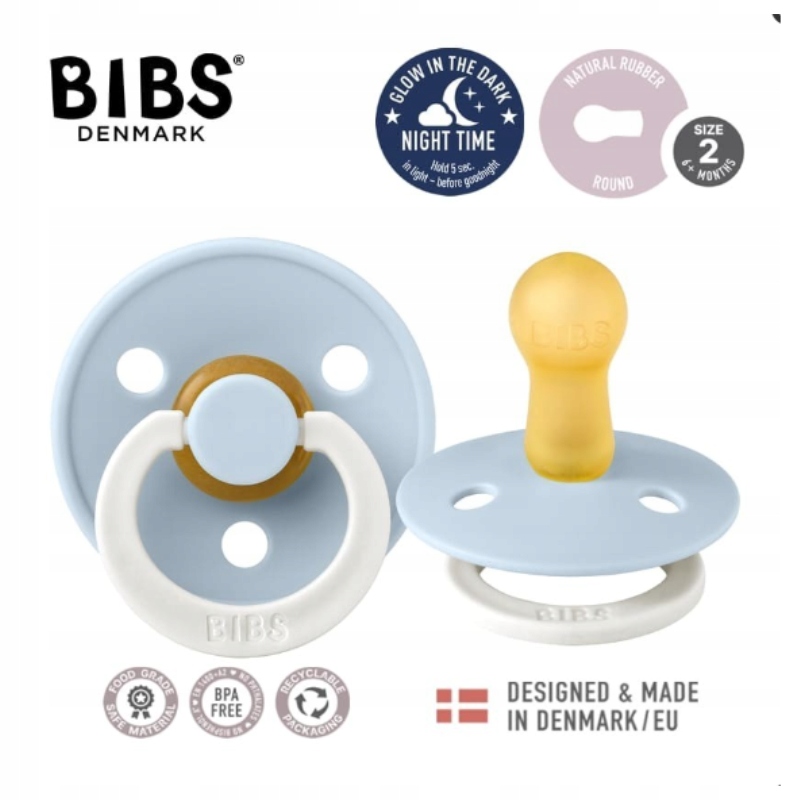 BIBS Smoczek Uspokajający Kauczuk 6 m+ Świeci M Kod producenta 200262