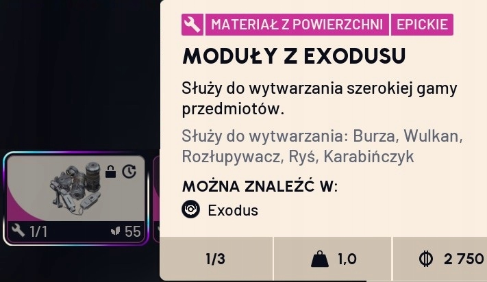MODUŁY Z EXODUSU EXODUS MODULE MATERIAŁ MATSY ARC RAIDERS PC/PS/XBOX ...