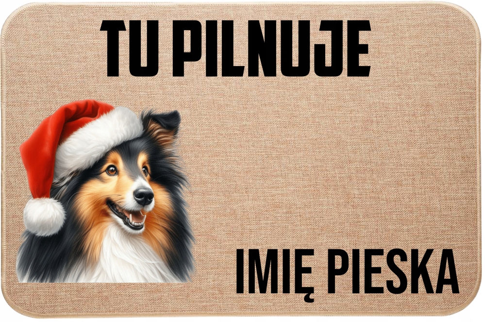 Lněná Vánoční Rohožka Tu Hlídá Jméno Shetlandský ovčák