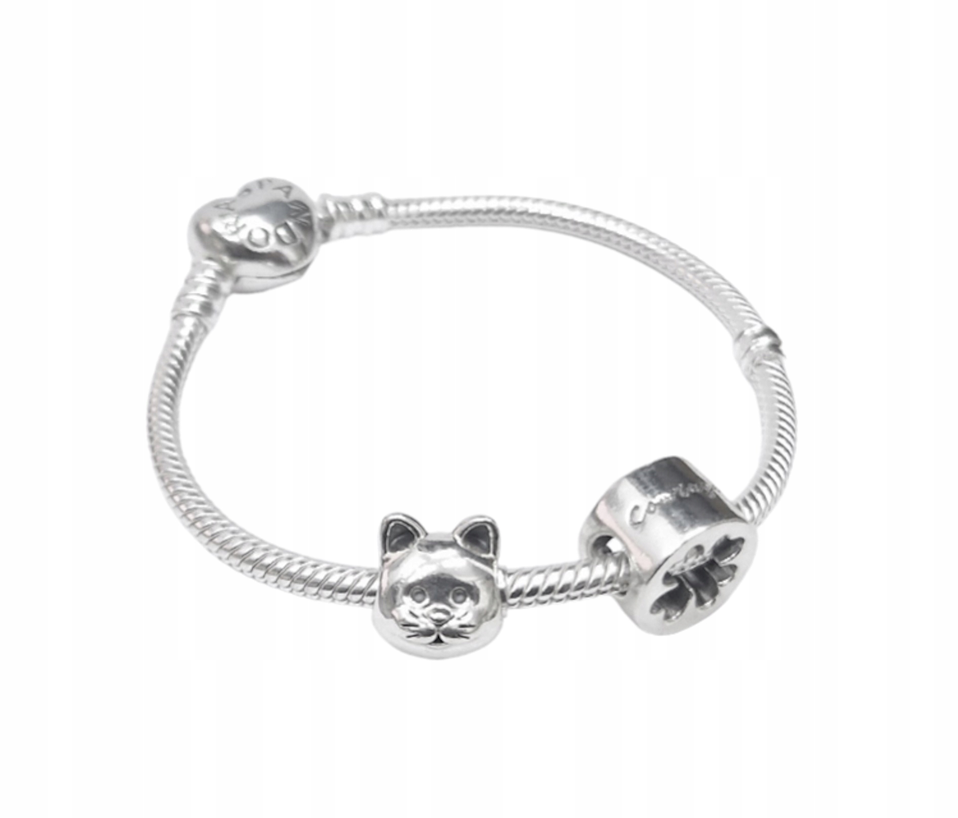 Náramek Pandora Moments 590719 Přívěsky Kočka Čtyřlístek