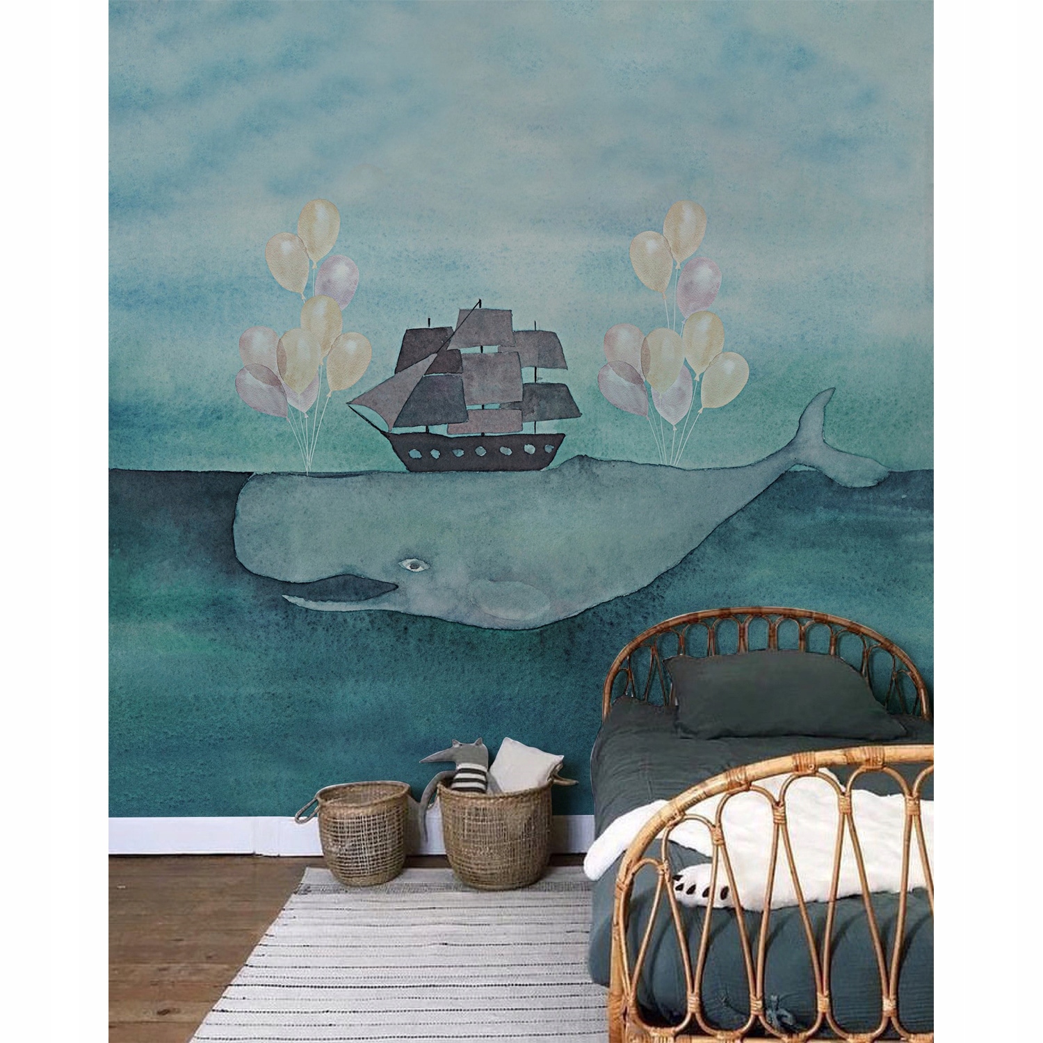 

Fototapeta ścienna Wieloryb ze statkiem 290x290 cm
