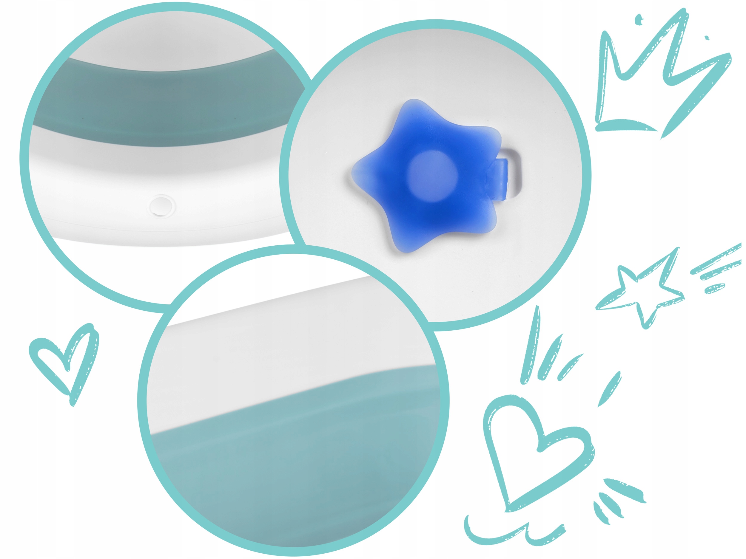 WANIENKA DLA DZIECI NIEMOWLĄT SKŁADANA SILIKONOWA Kolor biały Odcienie niebieskiego