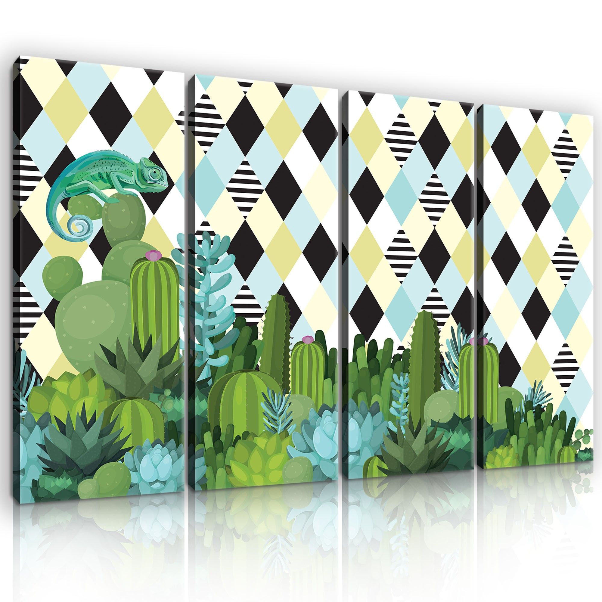 Obraz 120x80 Sukulenty kaktusy trópy púšť geometria farby moderný