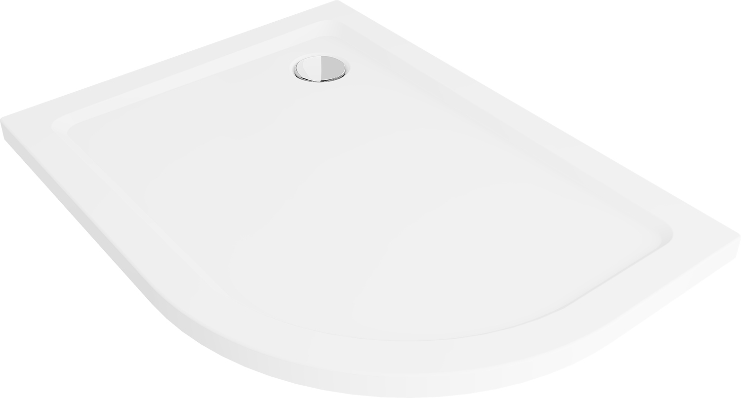 Brodzik 120x90 prysznicowy półokrągły Mexen Flat lewy niski biały chrom