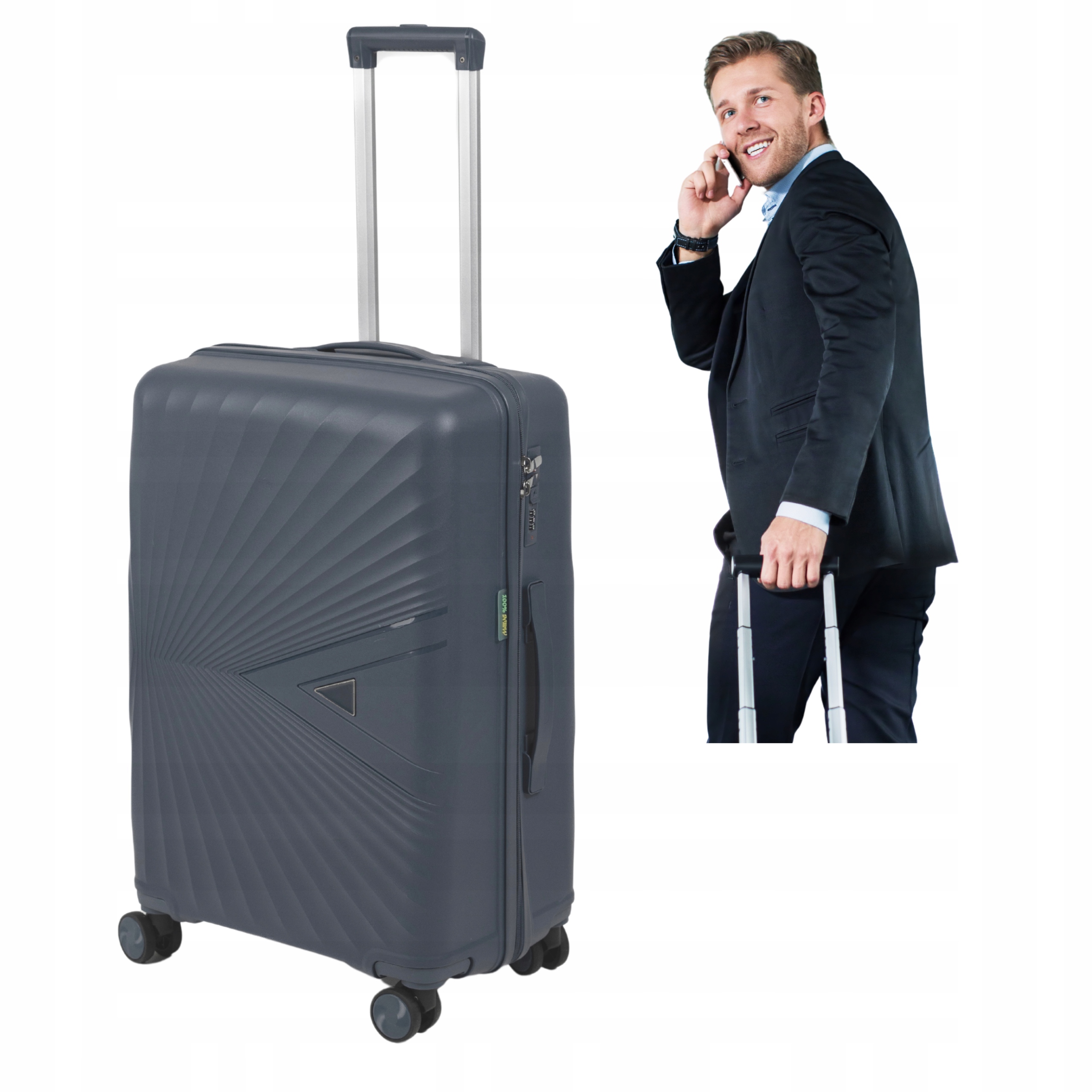 Kufr Střední Tvrdý Pp 65x43x27 3,3 Kg Lehký Šedý Na 4 Kolečkách