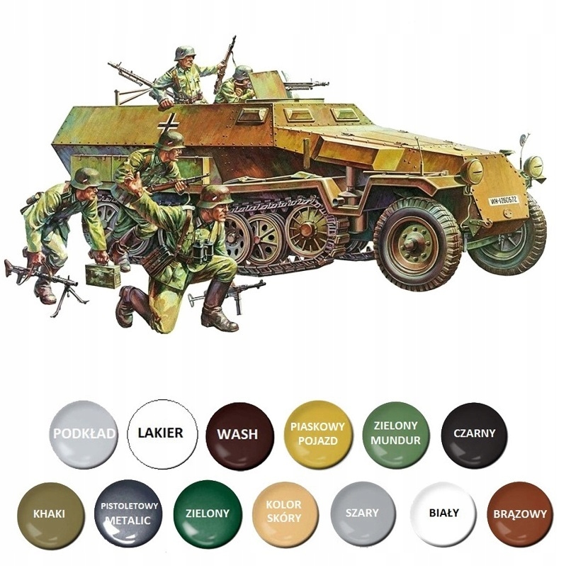 Transporter Hanomag Sdk.Fz.251 figurki farby, lakier.. Afryka, 1:35