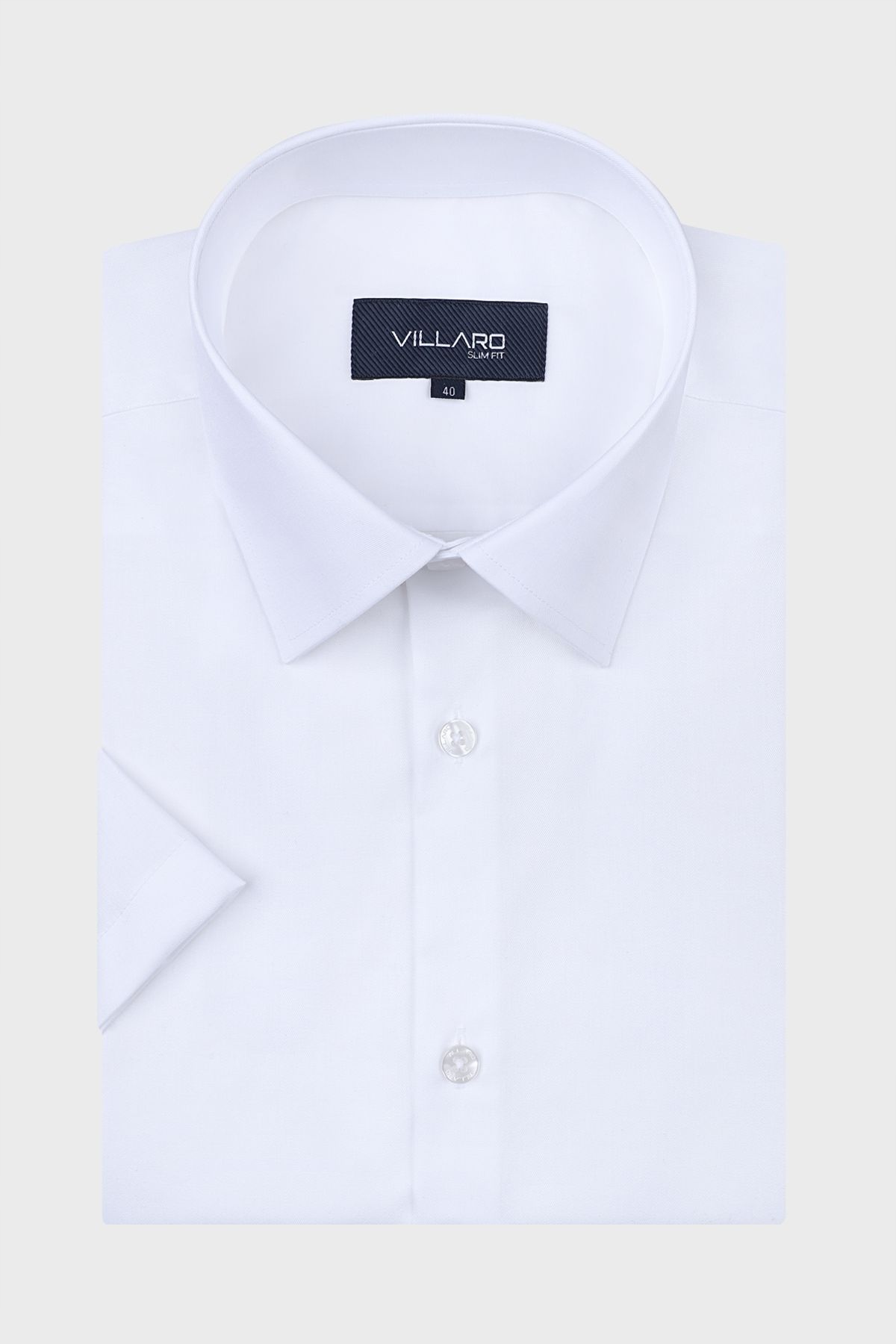 Bílá pánská košile 39-176/182 Slim Fit s krátkým rukávem