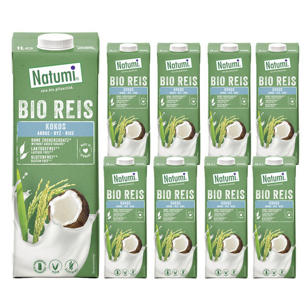 Levně Natumi 8x rýžový a kokosový nápoj bez přidaných bezg cukrů