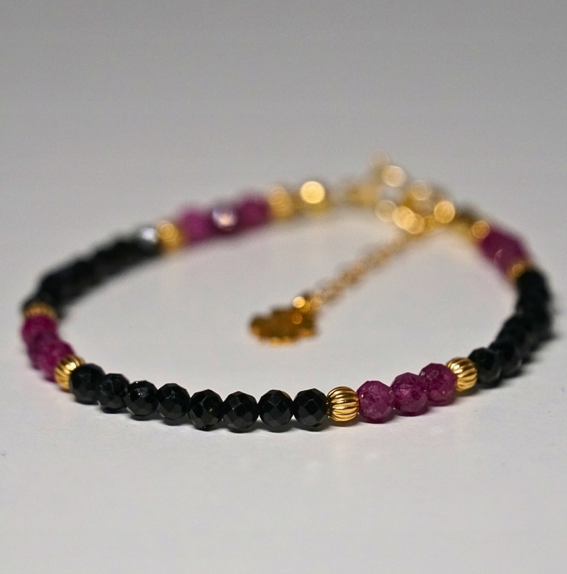 Bransoletka Szczęścia Turmalin Czarny x Rubin 3mm CrystalsBreak 2Rozmiary