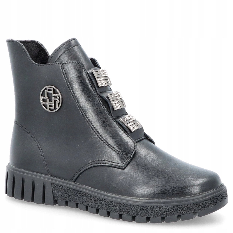 Kožené kotníkové boty s ozdobami Filippo DBT6360/24 Černé 40