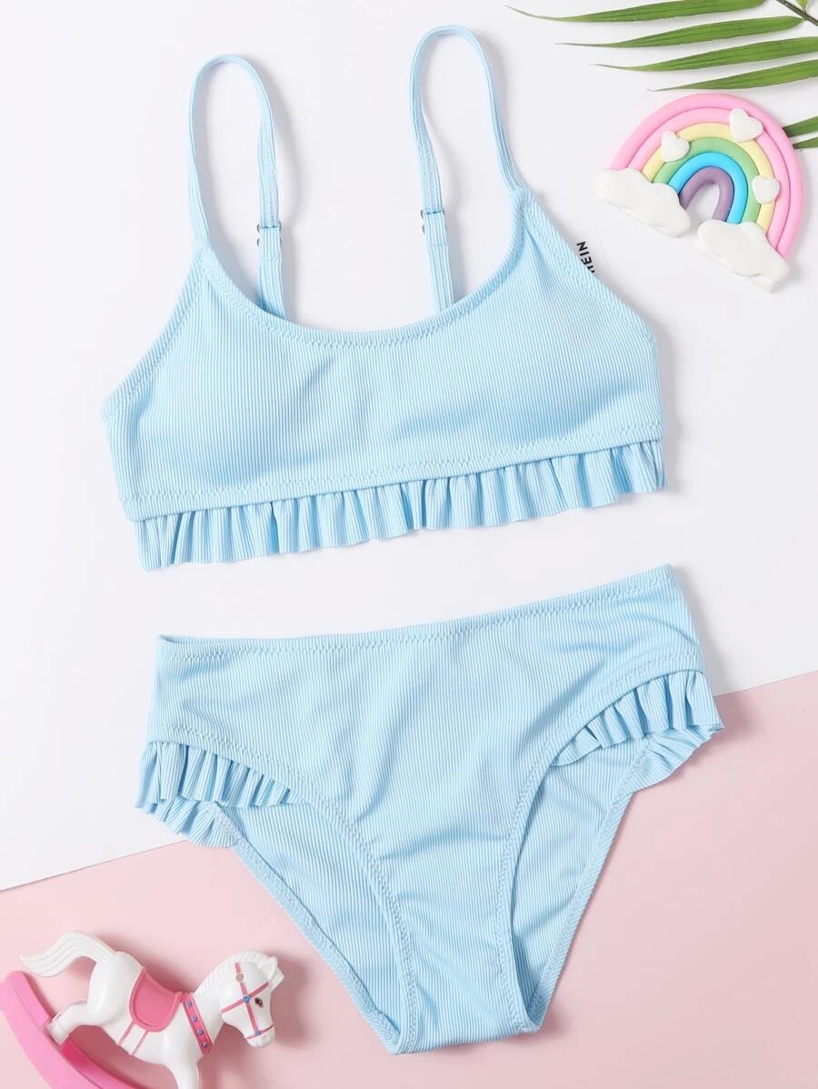 SHEIN STRÓJ KĄPIELOWY DWUCZĘŚCIOWY FALBANKI 130 78